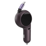 Chargeur voiture sans fil double prises à câble rétractable