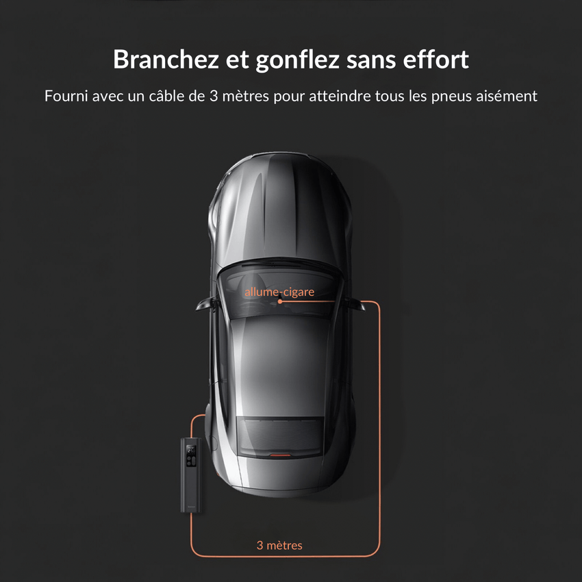 Gonfleur pneu filaire 12 V puissant