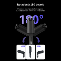 Chargeur voiture double port USB‑C PD 45 W + USB‑A QC 18–30 W