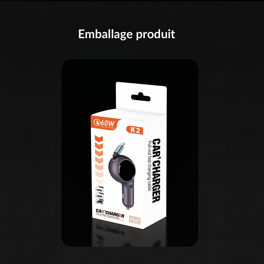60W dual‑port car charger