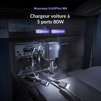 Chargeur voiture double port USB‑C PD 45 W + USB‑A QC 18–30 W